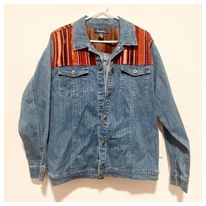 Cool vintage folk embroidered denim jacket